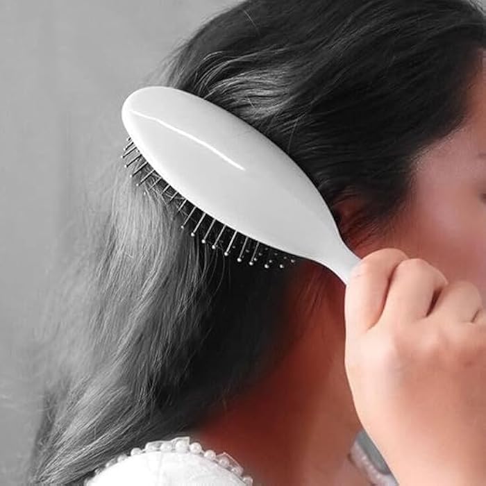 Detangling Styling Brush, Ergonomic Streamlined Design, White - Image 4
